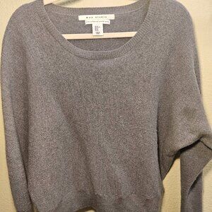 Max Studio London 100% Merino Wool Gray Dolman Sleeve Knit Sweater